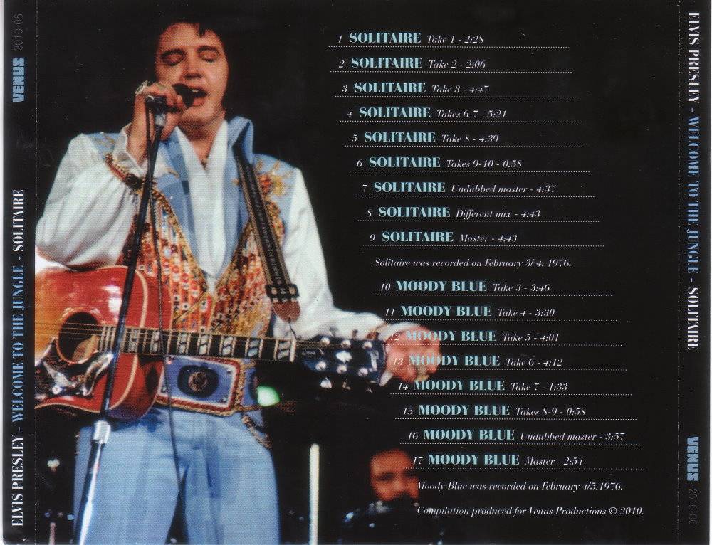 Elvis Presley Welcome To The Jungle Solitaire : Back